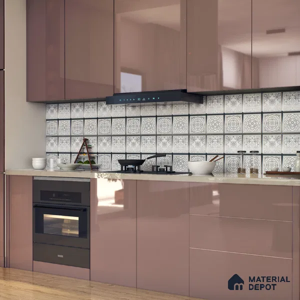 Metallic Wall Tile TL 07235 D Silver Mist 1 ft x 1 ft Ceramic Matte Finish - 9 mm  | 2 mm Spacer is Mandatory | Suitable For Bathroom, Kitchen, Dining Area | Please Expect a Slight Variation of Pattern (Sample)